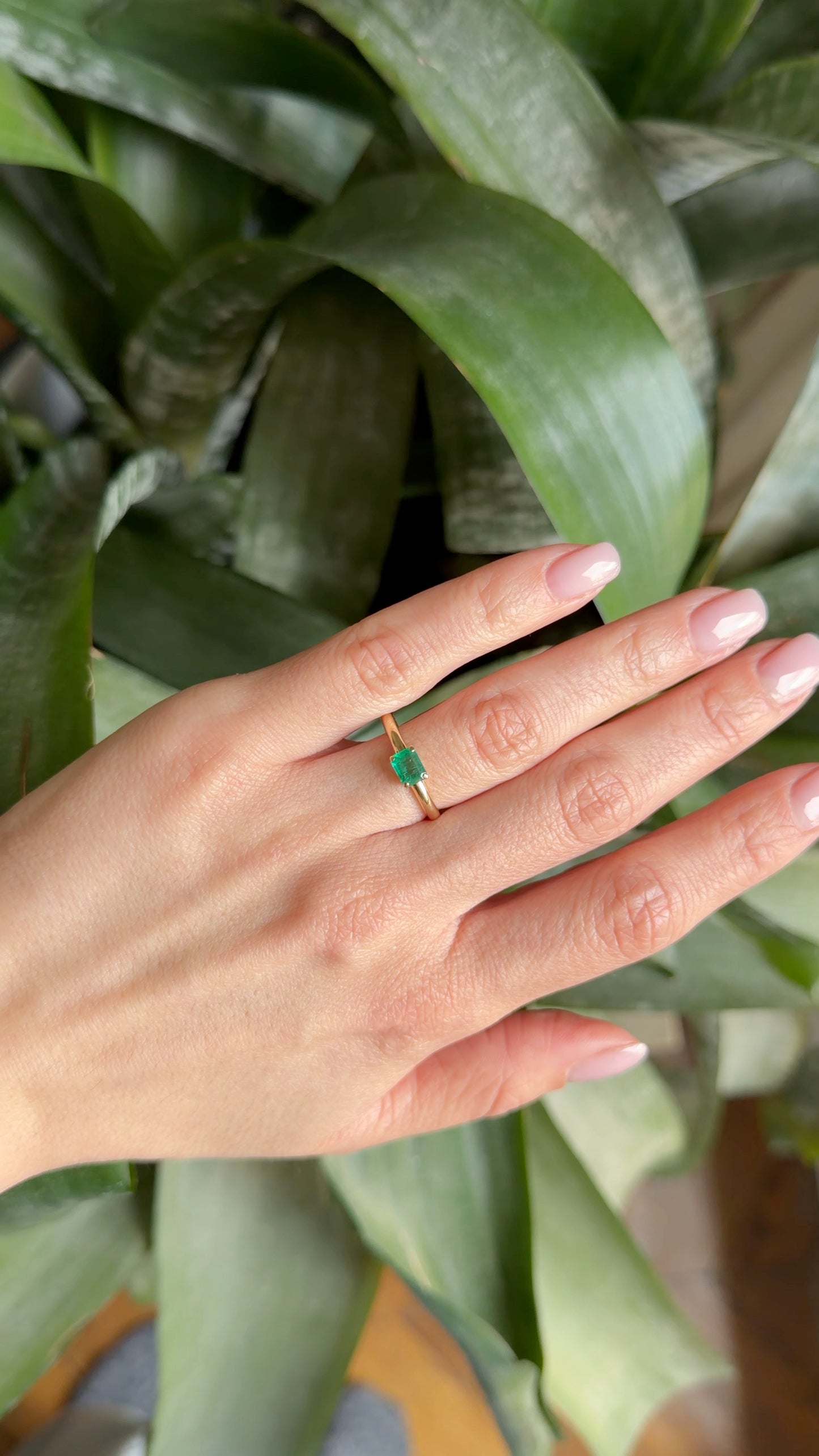 Bague Solitaire - Or Jaune 750 & Émeraude