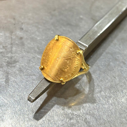 Bague Pièce - Or Jaune 750 & Pièce 10 Francs Marianne Coq