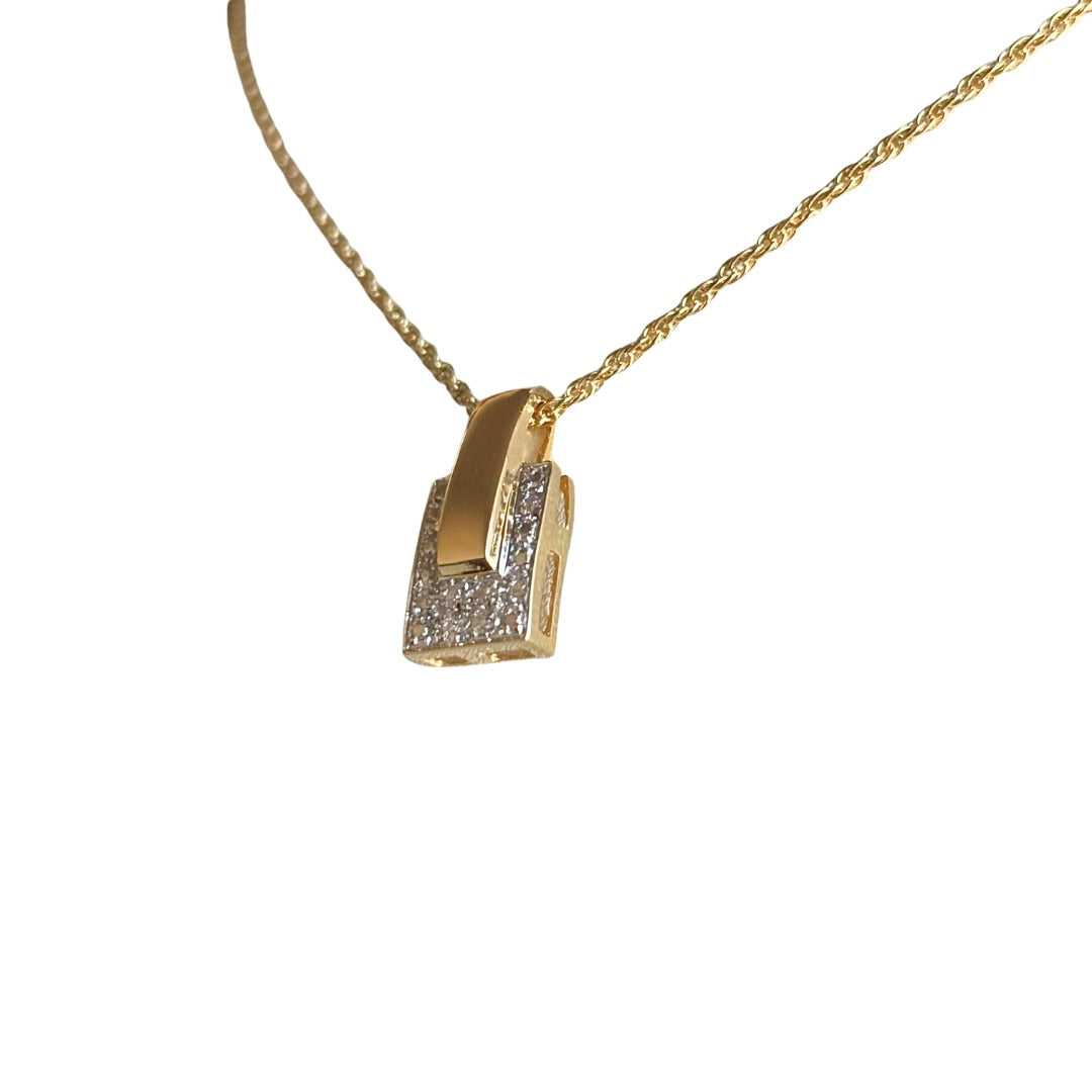 Collier Cubique - or Jaune 750 & Diamants