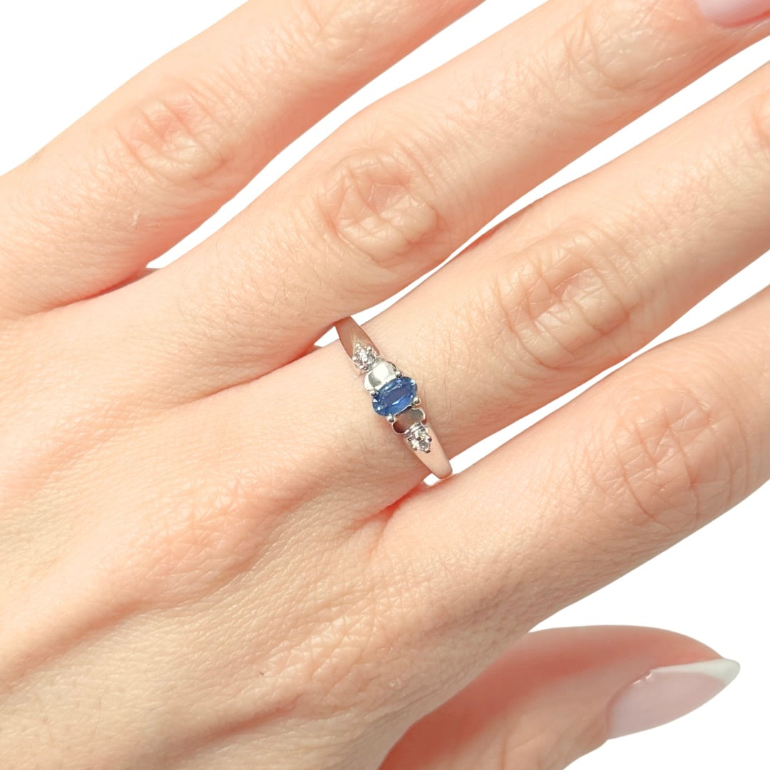 Bague Trilogie - Or Blanc 750 Saphir & Diamants