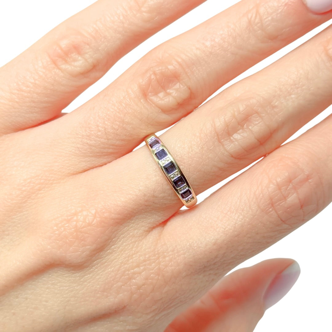 Bague Alliance - Or Jaune 750 Saphirs & Diamants