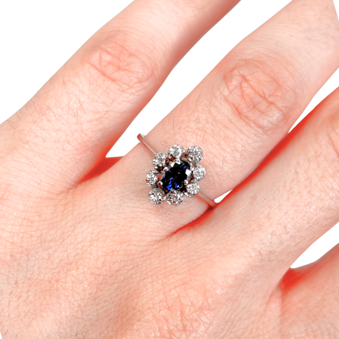 Bague Marguerite - Or Blanc 750 Saphir & Diamants