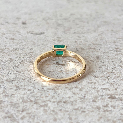 Bague Solitaire - Or Jaune 750 & Émeraude