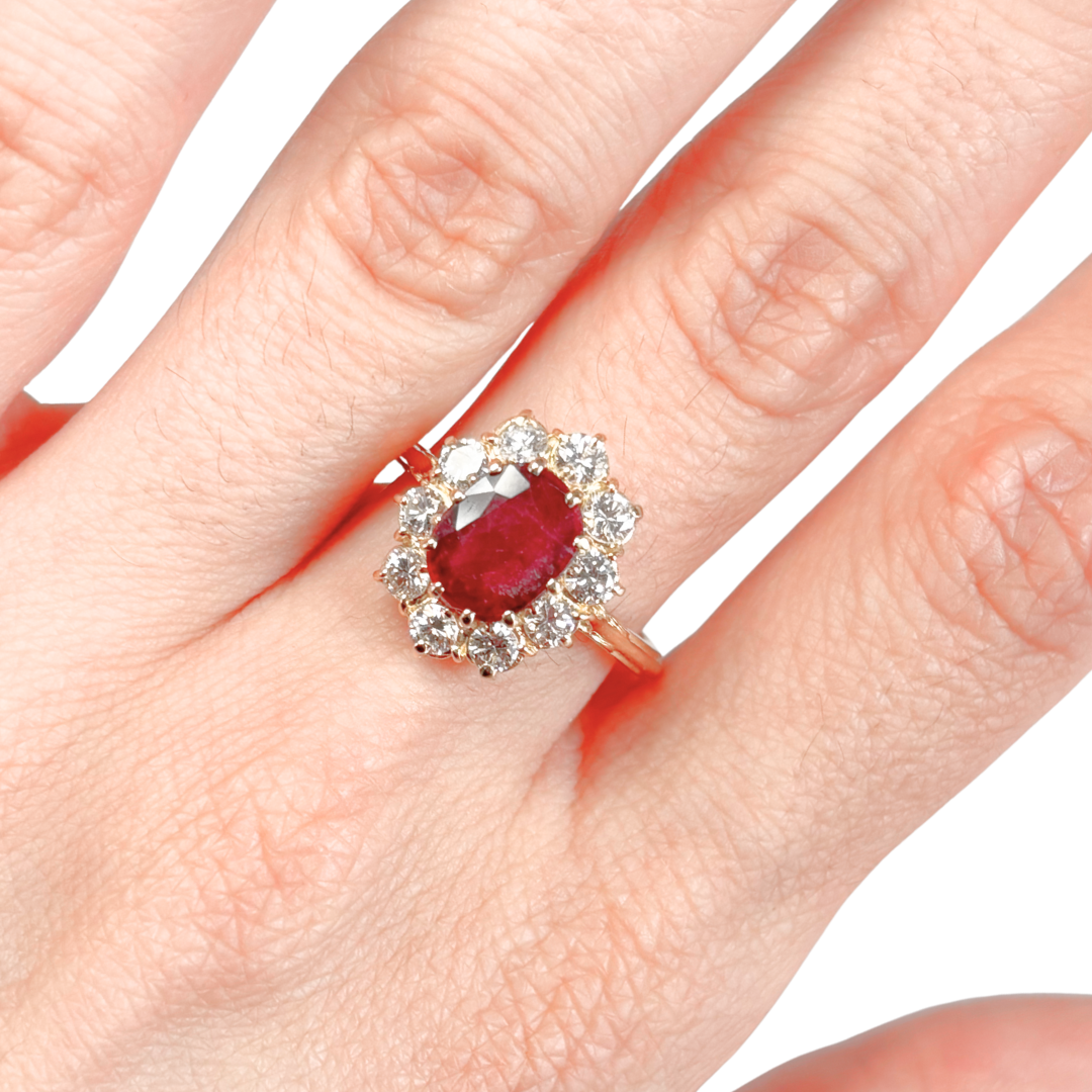 Bague Marguerite - Or Jaune 750 Rubis & Diamants