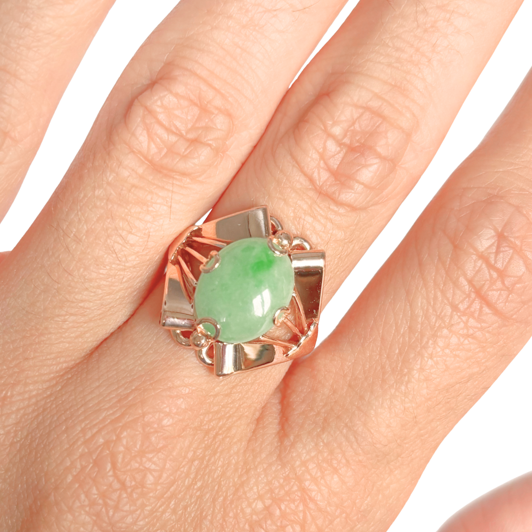 Bague Vintage - Or Jaune 585 & Jadaïte