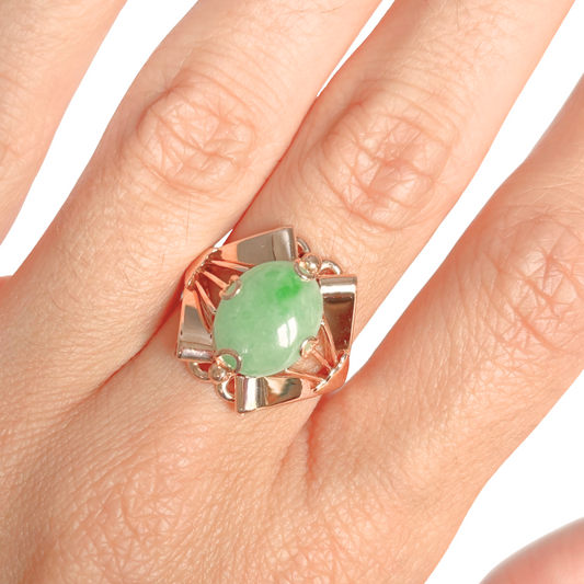 Bague Vintage - Or Jaune 585 & Jadaïte