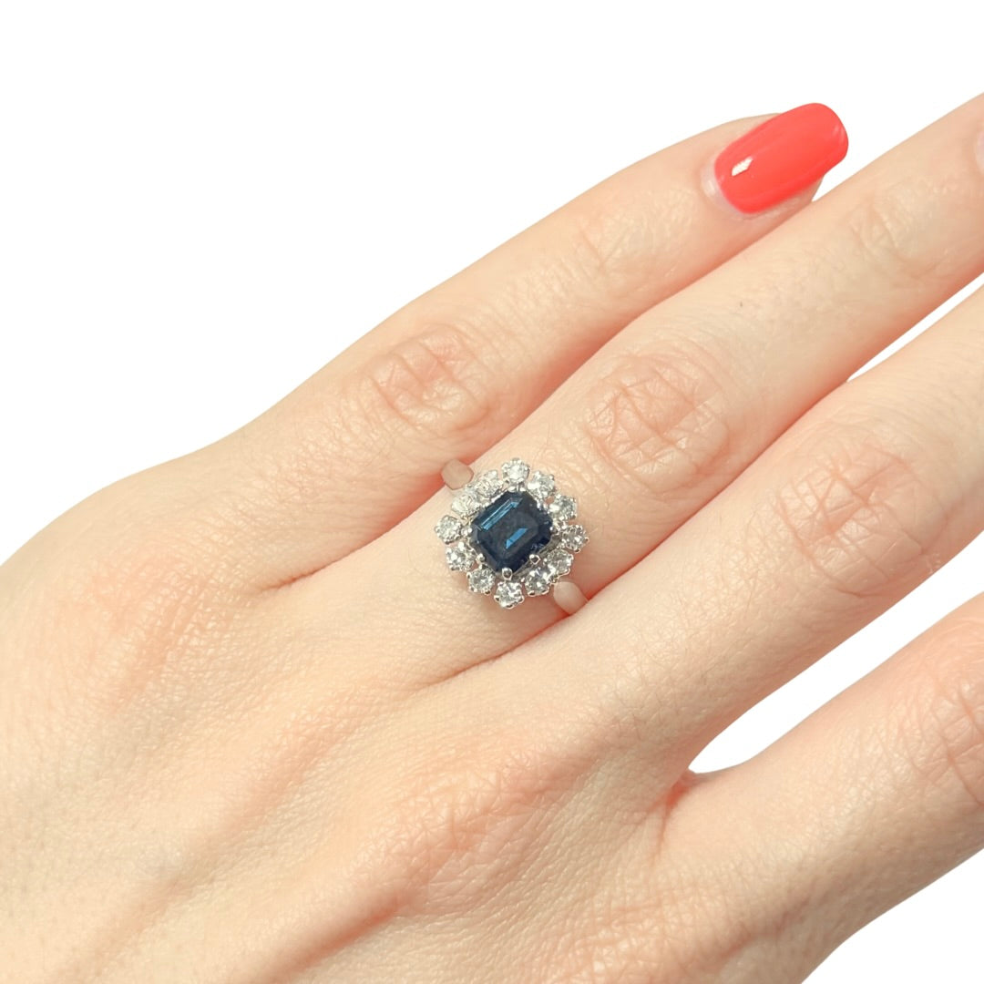 Bague Marguerite - Or Blanc 750 Saphir & Diamants