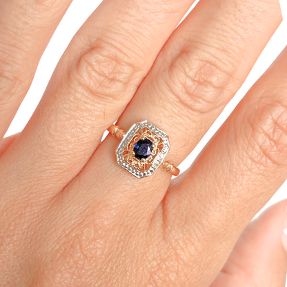 Bague Vintage Art Nouveau - Or Jaune 750 & Saphir