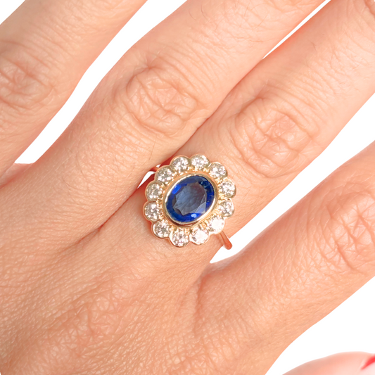 Bague Marguerite - Or Jaune 750 Saphir & Diamants