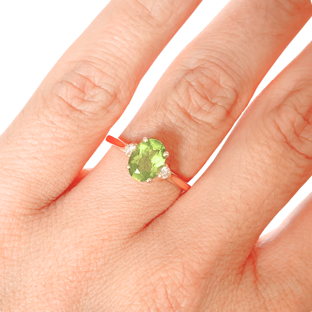 Bague Trilogie - Or Jaune 750 Péridot & Diamants