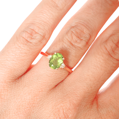 Bague Trilogie - Or Jaune 750 Péridot & Diamants