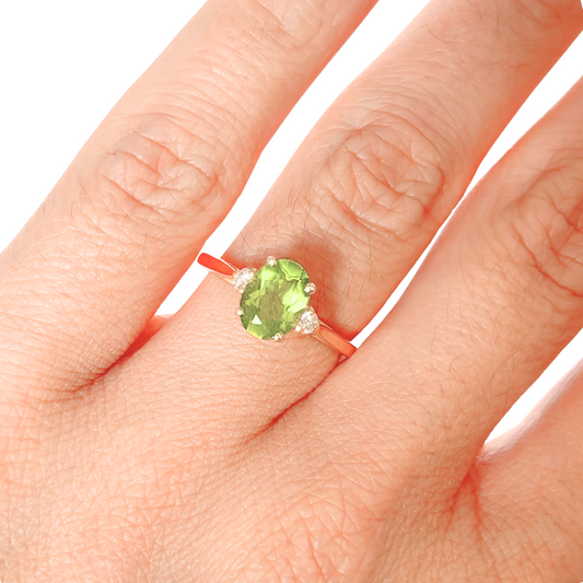 Bague Trilogie - Or Jaune 750 Péridot & Diamants