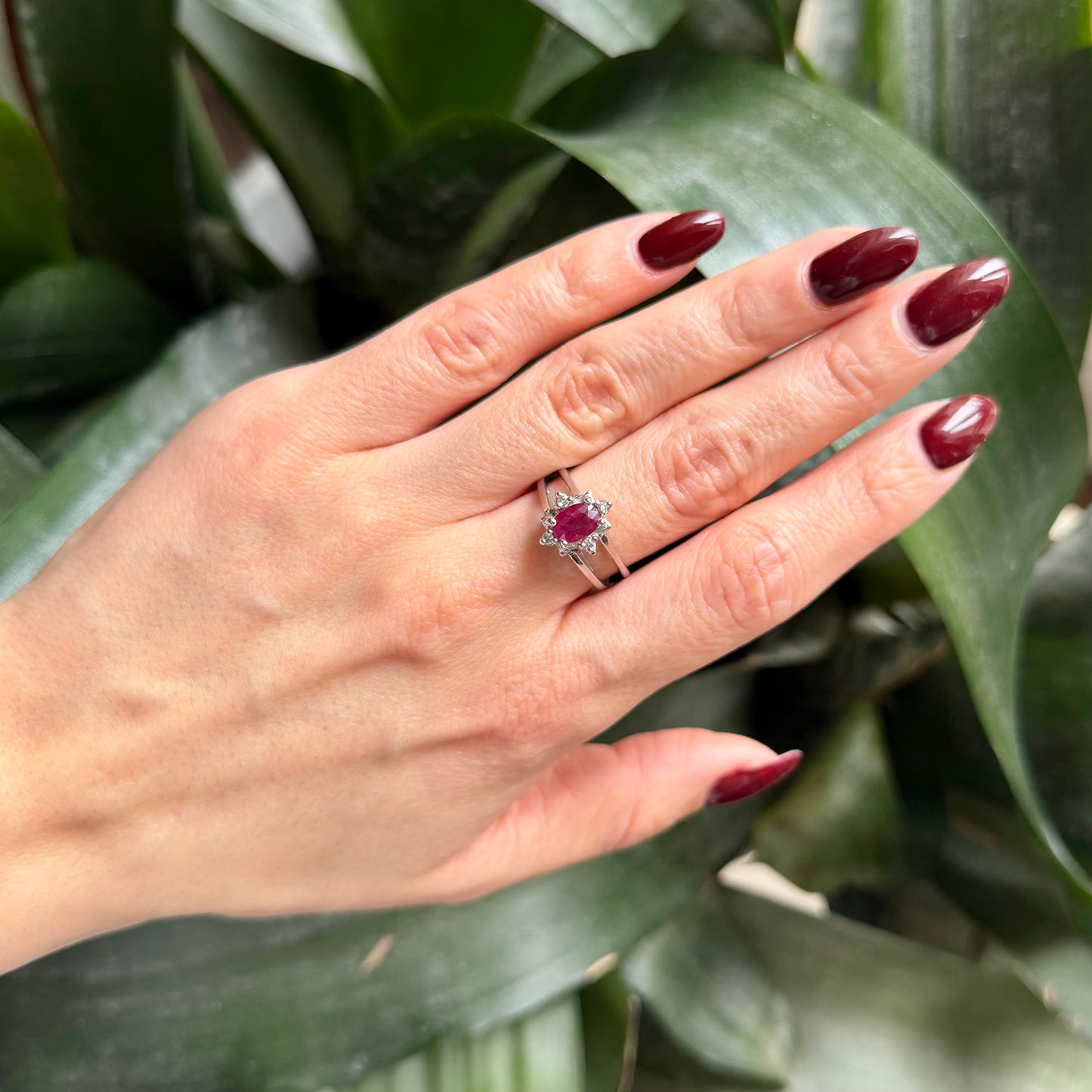 Bague Réversible Vintage - Or Blanc 585 Rubis & Diamants