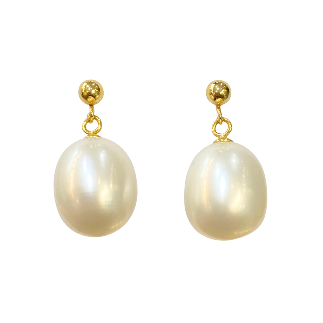 Boucles D'oreilles Pendantes - Or Jaune 750 & Perles Naturelles