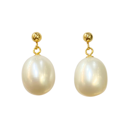 Boucles D'oreilles Pendantes - Or Jaune 750 & Perles Naturelles