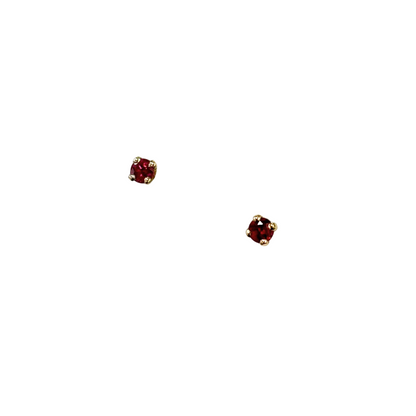 Boucles D'oreilles Puces - Or Jaune 750 & Rubis