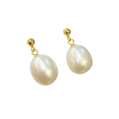 Boucles D'oreilles Pendantes - Or Jaune 750 & Perles Naturelles