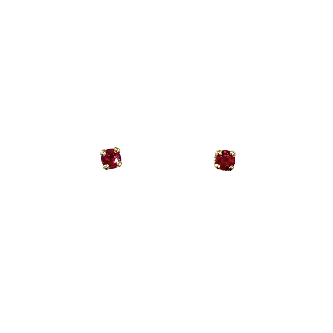 Boucles D'oreilles Puces - Or Jaune 750 & Rubis