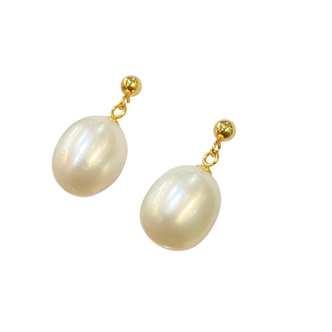 Boucles D'oreilles Pendantes - Or Jaune 750 & Perles Naturelles