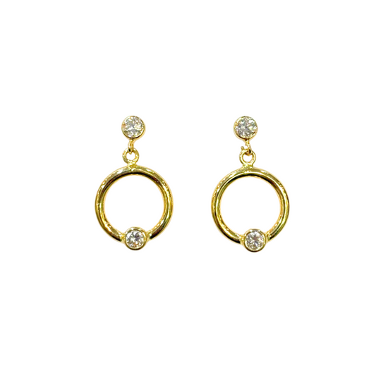 Boucles D'oreilles - Or Jaune 750 & Zircons