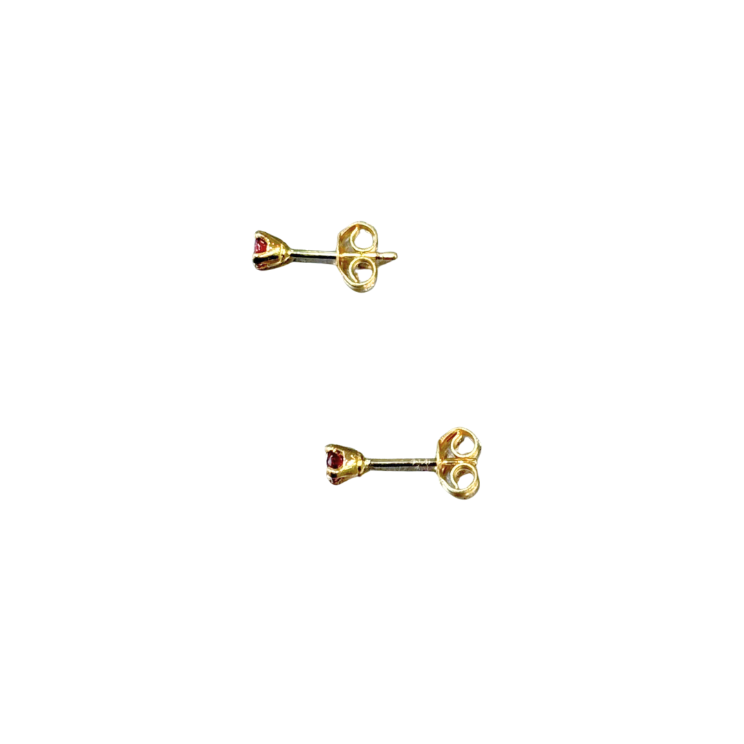 Boucles D'oreilles Puces - Or Jaune 750 & Rubis