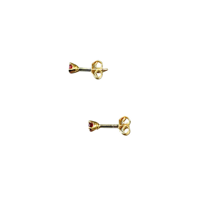 Boucles D'oreilles Puces - Or Jaune 750 & Rubis