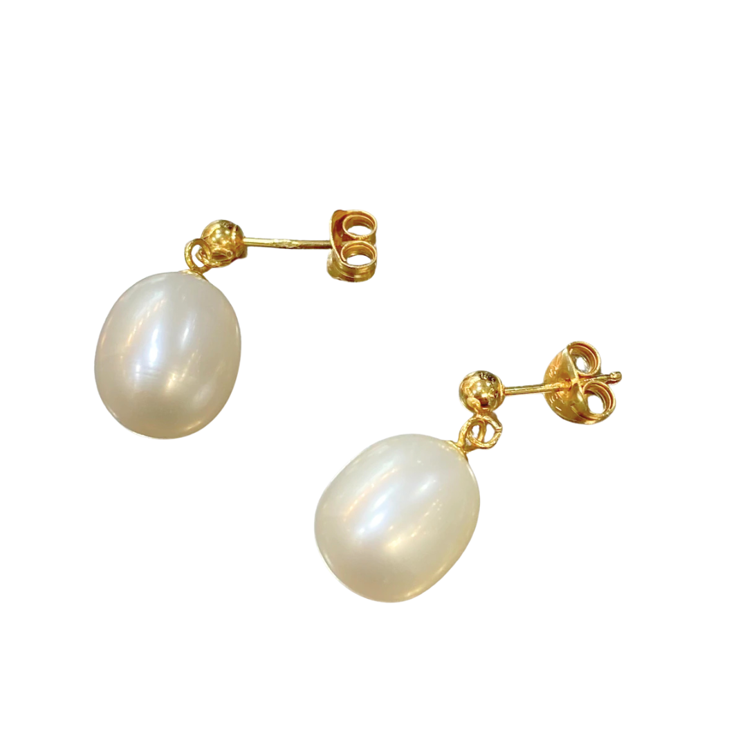 Boucles D'oreilles Pendantes - Or Jaune 750 & Perles Naturelles