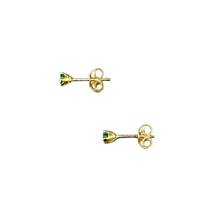 Boucles D'oreilles Puces - Or Jaune 750 & Émeraudes