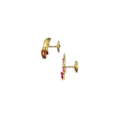 Boucles D'oreilles - Or Jaune 750 & Rubis
