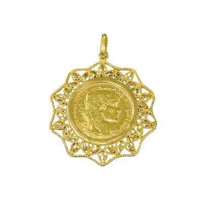 Pendentif Pièce - Or Jaune 750 & Pièce 20 Francs Marianne Coq