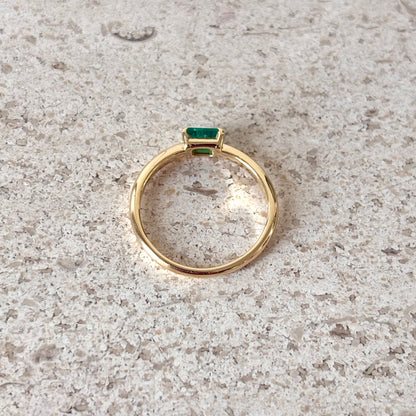 Bague Solitaire - Or Jaune 750 & Émeraude