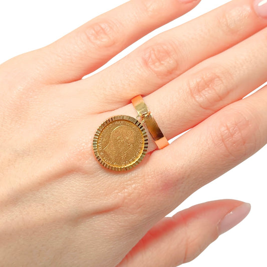 Bague Breloque Pièce - Or Jaune 750 & Pièce 5 Francs Napoléon