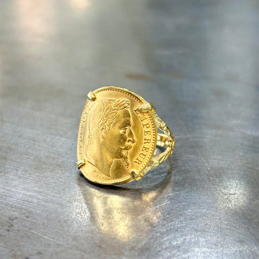 Bague Pièce - Or Jaune 750 & Pièce Or 20 Francs Napoléon