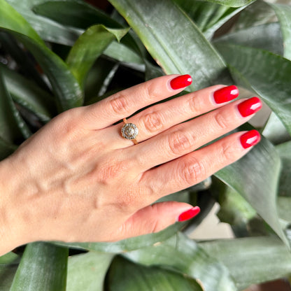 Bague Florale Vintage - Or Jaune 750 & Diamants