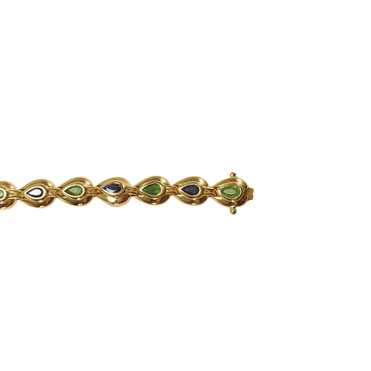 Bracelet Gouttes - Or Jaune 750 Saphirs & Émeraudes