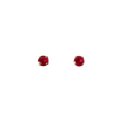 Boucles D'oreilles Puces - Or Jaune 750 & Rubis