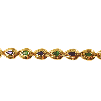 Bracelet Gouttes - Or Jaune 750 Saphirs & Émeraudes