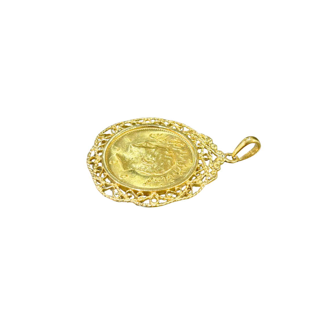 Pendentif Pièce - Or Jaune 750 & Pièce Or Iran 1 Pahlavi