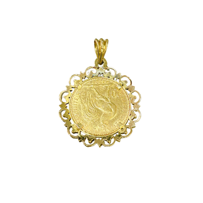 Pendentif Pièce - Or Jaune 750 & Pièce 20 Francs Marianne Coq