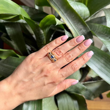 Bague Trilogie - Or Jaune 750 Saphirs & Diamants