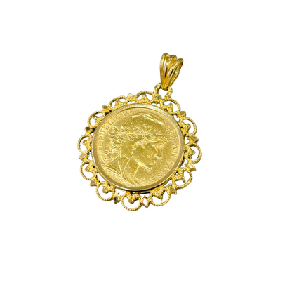 Pendentif Pièce - Or Jaune 750 & Pièce 20 Francs Marianne Coq