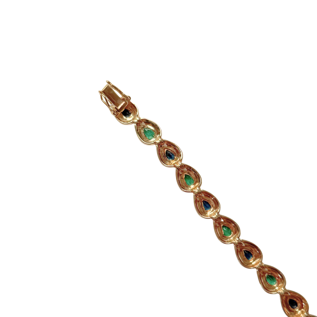 Bracelet Gouttes - Or Jaune 750 Saphirs & Émeraudes