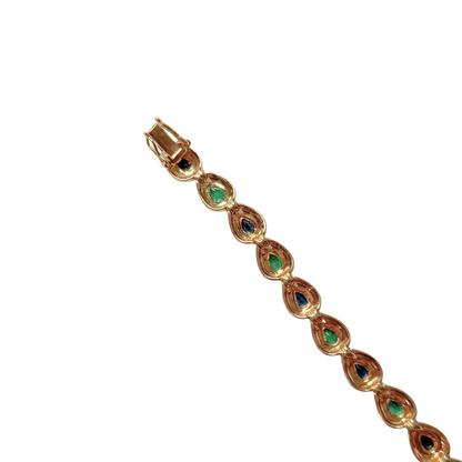 Bracelet Gouttes - Or Jaune 750 Saphirs & Émeraudes