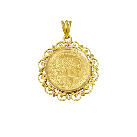 Pendentif Pièce - Or Jaune 750 & Pièce 20 Francs Marianne Coq