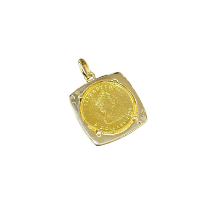 Pendentif Pièce - Or Jaune 585 & Pièce Or Maple Leaf 5 Dollars & Diamants