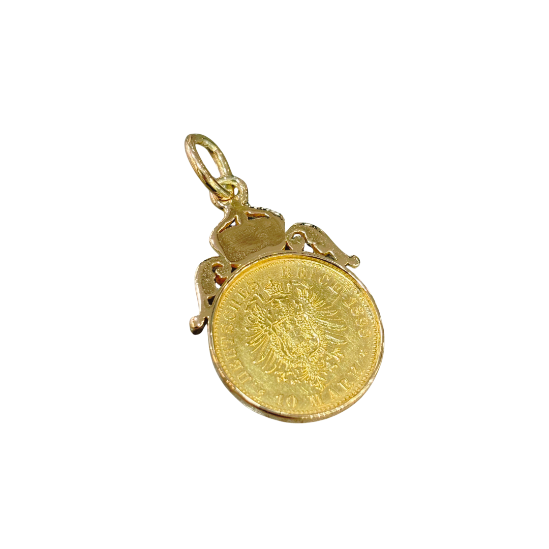 Pendentif Pièce - Or Jaune 585 & Pièce Or 10 Mark