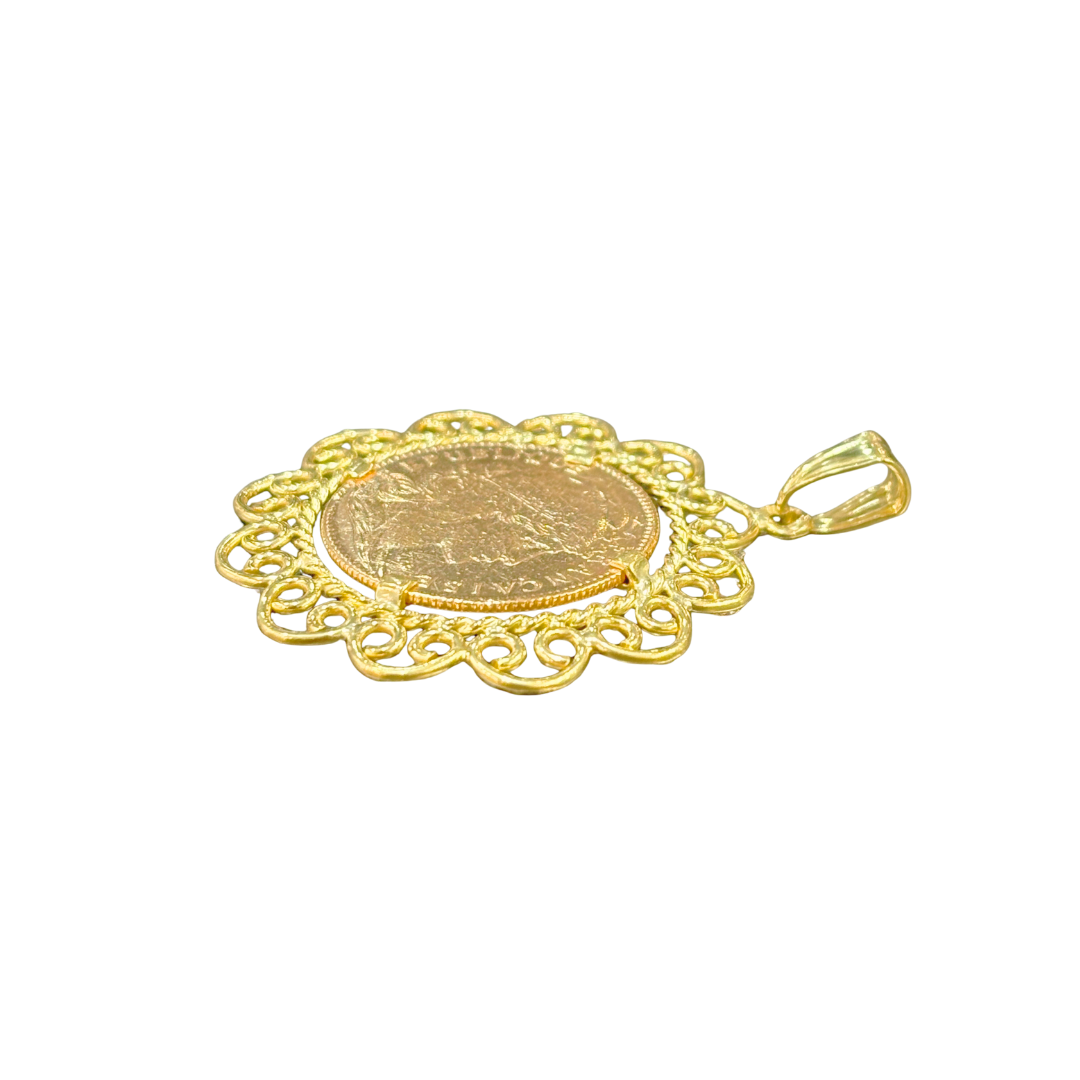 Pendentif Pièce - Or Jaune 750 & Pièce 10 Francs Marianne Coq