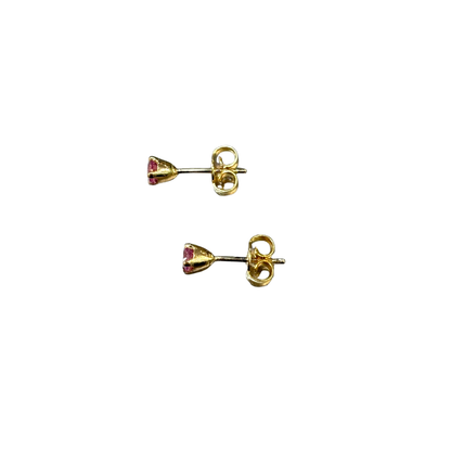 Boucles D'oreilles Puces - Or Jaune 750 & Saphir Rose