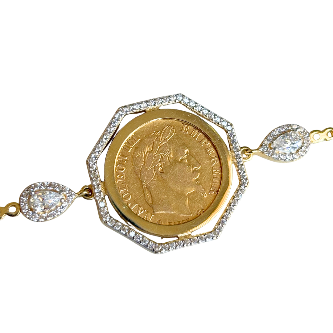 Bracelet Pièce - Or Jaune 750 & Pièce 10 Francs Napoléon