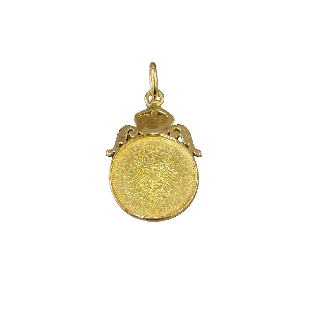 Pendentif Pièce - Or Jaune 585 & Pièce Or 10 Mark